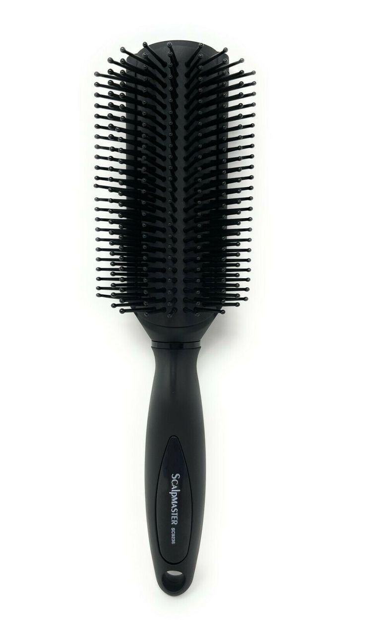 Scalpmaster 9-Rows Hair Styling Brush Rubberized Base For Curly Wavy Hair Black 1 Pc. - SCALPMASTER HAIR BRUSH FOR CURLY WAVY HAIR BLACK - The rubberized base of the Scalpmaster is designed to grip and hold your hair in place, allowing you to create any style. Blow dry hair with thumb rest for professional use. 9 row of perfectly rounded theeth. - BALL TIP FOR SMOOTHING AND SHAPING HAIR - Use the ball tip for smoothing and shaping hair without hurting your scap, great for the daily use. It can b Wavy Hair Black, Curly Wavy Hair, Blow Dry Hair, Best Brushes, Detangling Brush, Wavy Curly Hair, Styling Brush, Hair Black, Wet Hair