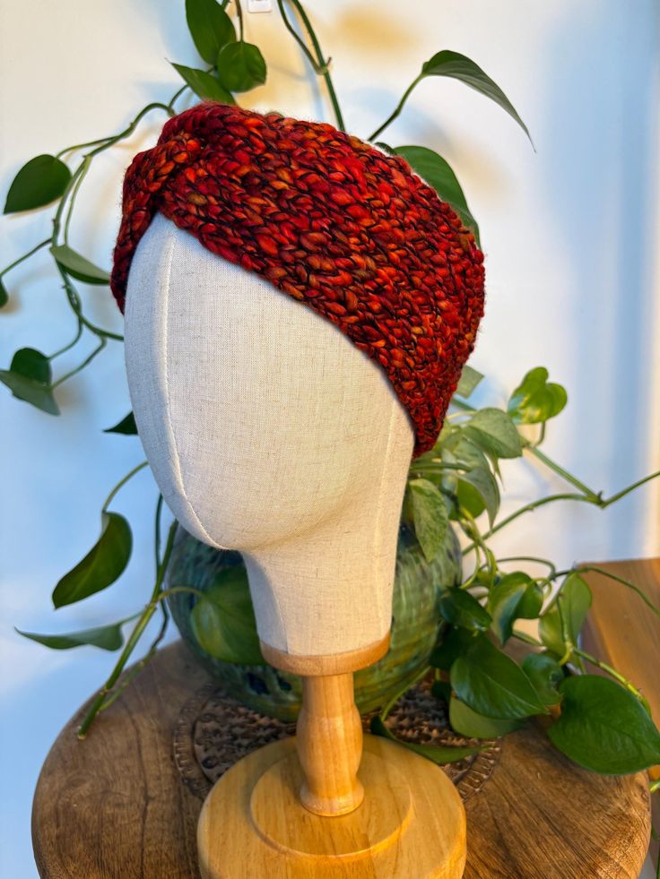 Beautiful merino wool headband. 100% merino wool, hand knitted with love in a dog friendly home. Machine wash gentle, lay flat to dry. 10 inches by 4 wide. Super soft and warm! beautiful red and oranges! Wool Headband, Turban Headband, Turban Headbands, Turbans, Hair Accessories Headbands, Dog Friendly, Dog Friends, Lay Flat, Hand Knitting