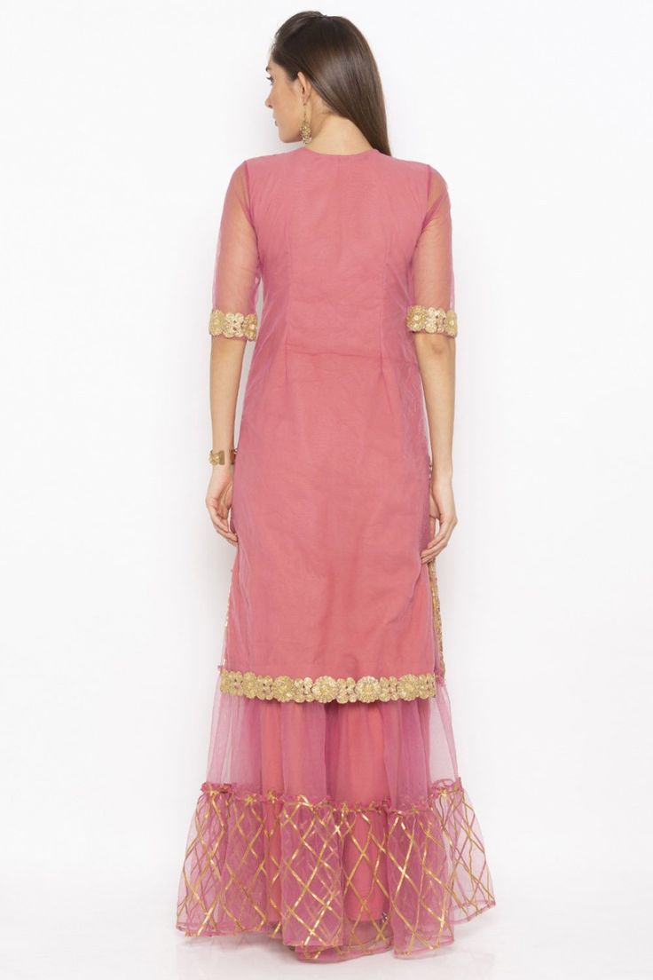 Light pink net embroidered kurta with elbow sleeves embroidered in the front Product Features:   Color: Pink Fabric: Net Fit: Regular Sleeves: 3/4th Sleeves Neck: Round Neck Pattern: Embroidered Length: 42 Inch Product Weight: 500 Gram Occasion: Festive Disclaimer: There will be slight difference in digital to actual Image Embroidery Kurtis, Embroidery Kurti, Kurta Top, Net Embroidery, West New York, Straight Kurta, Anarkali Dress, Elbow Sleeve, Pink Fabric