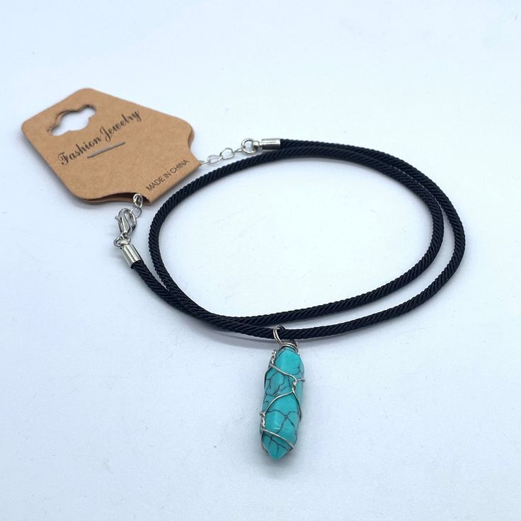 MEASUREMENT: STONE: it is about 35mm long                               CORD: It is about 17in up to 20in  Turquoise is a very efficient healer stone. It provides comfort and solace for the spirit as well as support for the physical body. It has been used in amulets for protection for millennia and is said to change color to warn the wearer of any infidelity in their partner. It is an attractive stone with a very distinctive blue-green appearance as it is often made into jewelry pieces of striki Striking Beauty, Stone Crystal, Amulets, Good Energy, Healing Stone, Fashion Jewelry Necklaces, Healing Stones, Crystals And Gemstones, The Spirit