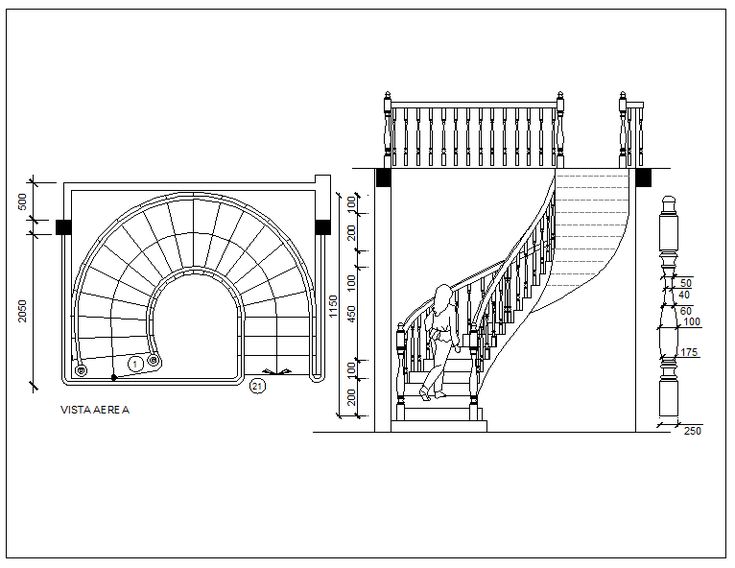 an architectural drawing shows the steps and railings for a staircase, which is also in blueprint