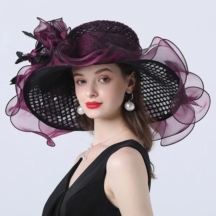 Item Description:- Two Style In One Hat: The Big Flower Of The Hat Can Be Removed, So Can Be Used As Organza Church Derby Hat, Or Used As Fascinator With Clip This Wide Brim Hat Has A Brim That Is 5.1 Inchs All The Way Around, Fit For Head Circumference About 23 Inchs. Which Has A Small Elastic Sweatband Inside In Order To Give It A Big Size Range. When The People Who Has A Small Headsize Can Pulled The Elastic Band To Offer A Smaller Size Classic Design Is Timeless, Organza And Gauze, Transluce Fitted Cloche Hat For Summer Party, Spring Party Hat With Wide Brim, Chic Cloche Hat For Spring Parties, Fitted Summer Party Cloche Hat, Chic Party Sun Hat For Spring, Summer Party Fitted Cloche Hat, Wide Brim Hat For Spring Party, Summer Party Cloche Sun Hat, Chic Summer Church Mini Hats