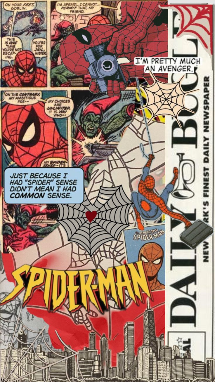 the cover to spider - man comic book, with an image of a city in the background