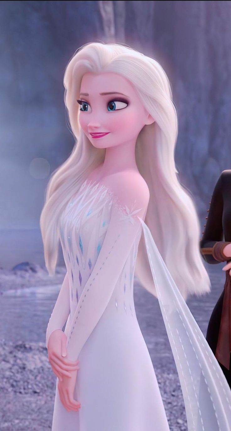 the frozen princess and prince are standing next to each other