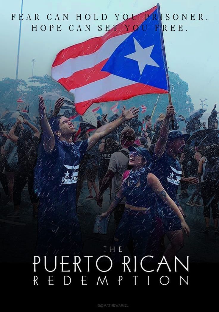 the puerto rican redemption movie poster with two people holding an american flag in front of them