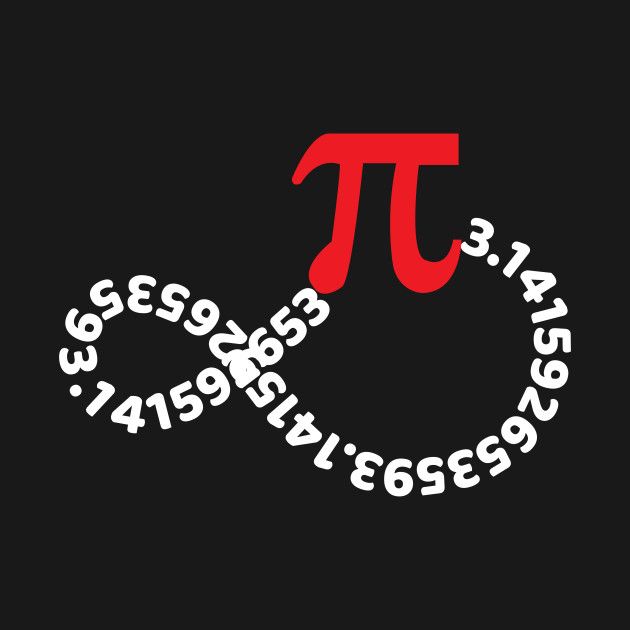 the pi symbol is shown in red and white on a black background with numbers around it