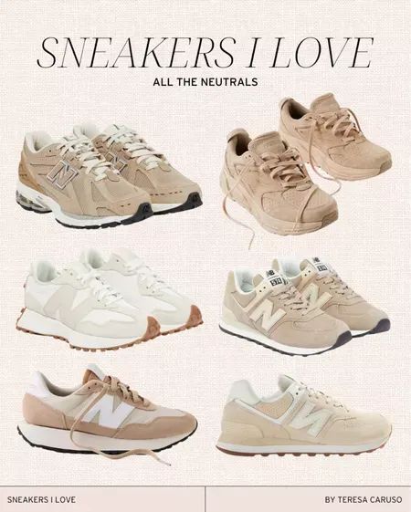 Beige Shoes Sneakers, New Balance Beige Sneakers, Womens Beige Sneakers, How To Style Beige Sneakers, New Balance For Women Sneakers, Beige Runners Outfit, Beige Trainers Outfit Women, Tan Trainers Outfit, Tan Hoka Shoes