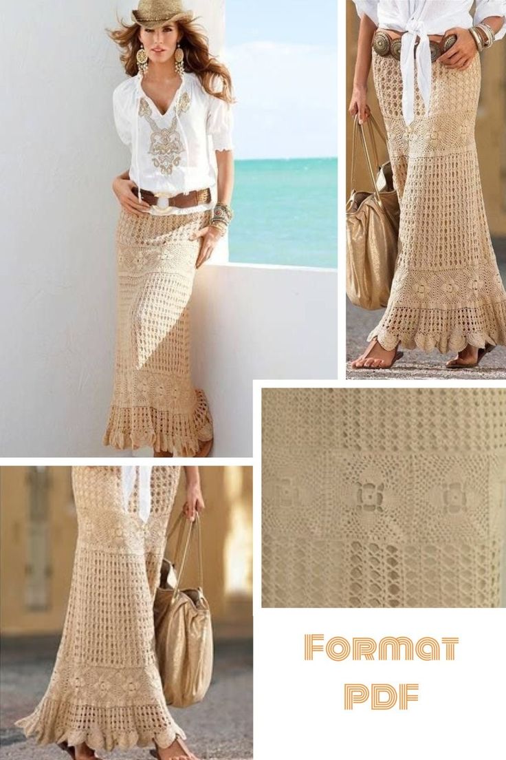 Long lace crochet skirt pattern. Schemas, international diagrams, short explanations, tutorials in French, English PDF format Attention  HERE The idea and good help in photos in international technique (the scheme and diagram) without written instructions Such a technique not for beginners. Free delivery by mail or download in Etsy box Thank you and see you soon Long Lace Skirt, Bohemian Maxi Skirt, Crochet Maxi Skirt, Crochet Skirt Pattern, Crochet Skirts, Wedding Skirt, Young Women Fashion, Maxi Skirt Boho, Mode Boho