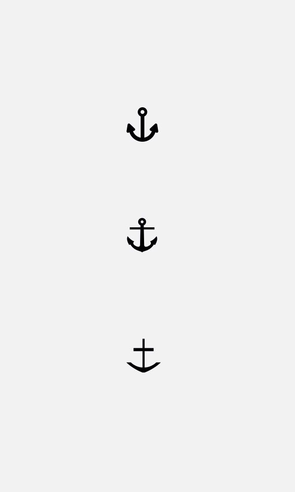 an anchor and three other symbols on a white background