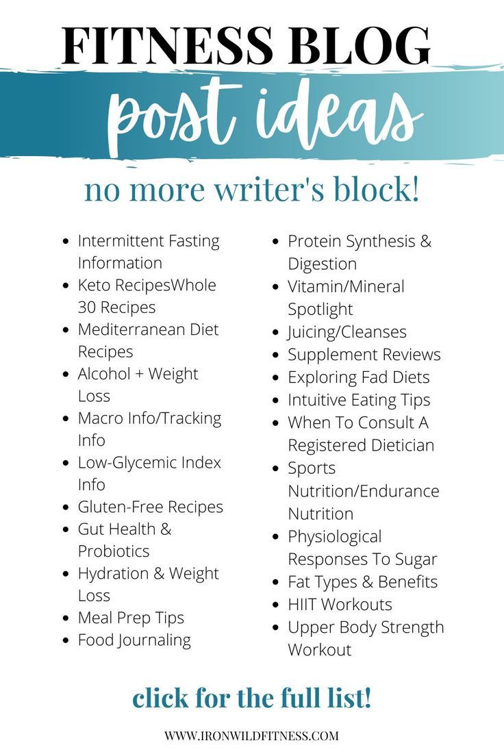 a poster with the words, fitness blog post ideas no more writer's block