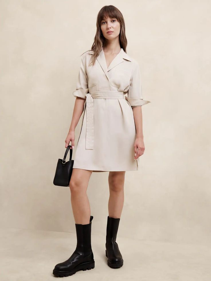 Satin Twill Mini Shift Dress | Banana Republic Factory Rich Girl Fashion, Banana Republic Factory, Fabric Belt, Banana Republic Dress, Rich Girl, Fall Festival, Mini Shift Dress, Fall Wardrobe, Lapel Collar