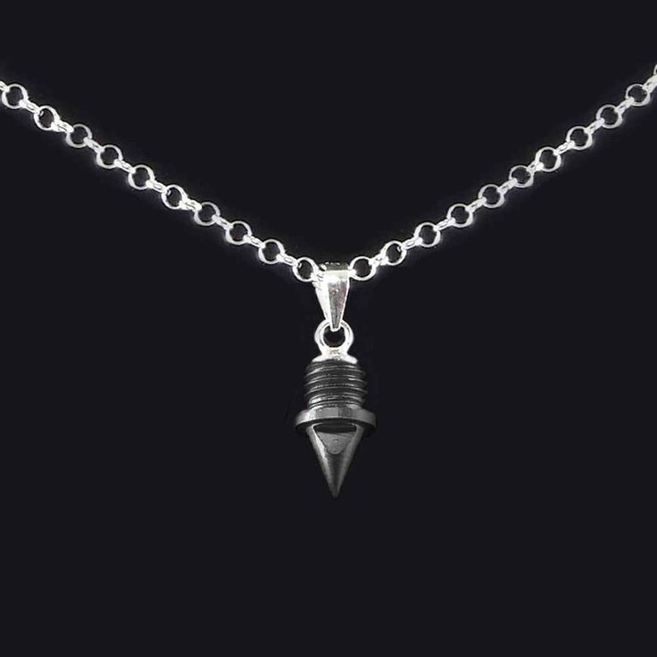 The 1/4" Pyramid Track/Cross-Country Spike Pendant can be purchased with or without a chain. Purchase Pendant only or choose, 16, 18, 20, 22, or 24-inch 2.2 mm Diameter Sterling Silver Rolo Chain with Lobster Claw Clasp. Mix and match different color spike pendants to create your own look! FREE SHIPPING! Pendants are made to order. Shipped within 5 business days via USPS First Class Mail. Black Sterling Silver Box Chain Necklace, Sterling Silver Black Box Chain Necklace, Cross Country Spikes, Rolo Chain, Cross Country, Mix And Match, Pyramid, Lobster Claw, Different Colors