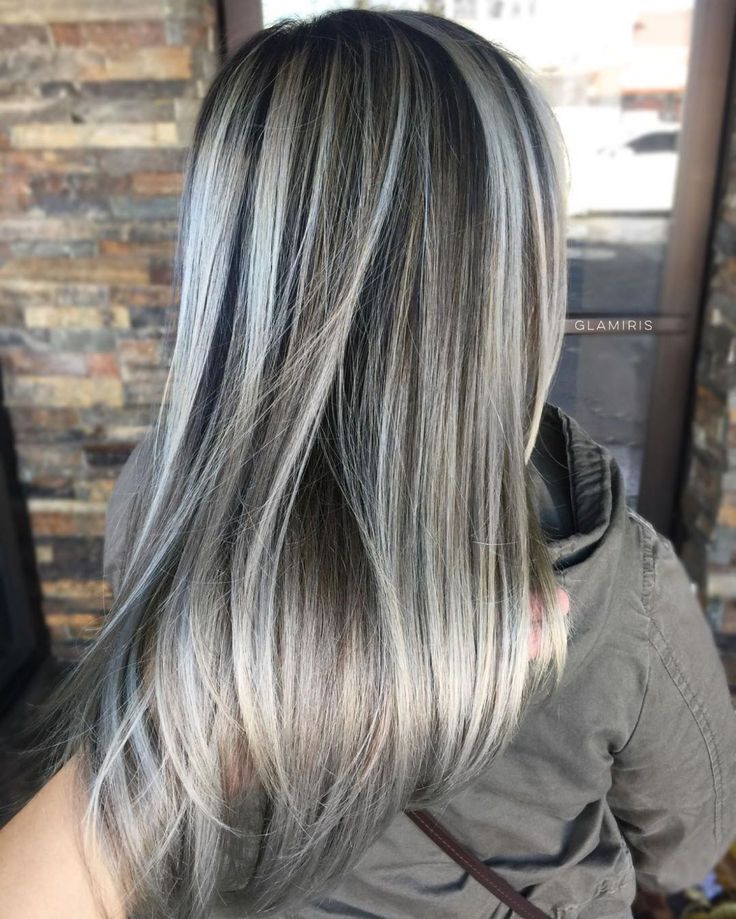 Dark Brown Hair With Ash Blonde Highlights Brown Hair With Ash Blonde Highlights, Brown Hair With Silver Highlights, Cool Blonde Highlights, Grey Brown Hair, Video Hairstyles, Blonde Highlights On Dark Hair, Grey Hair Transformation, Grey Blonde, Grey Highlights