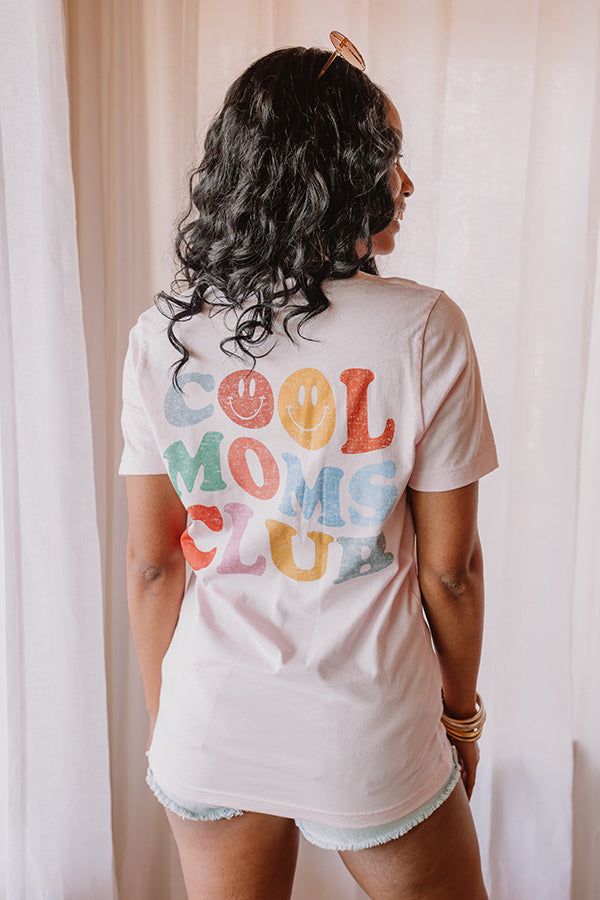 – The perfect casual but cute tee – Lightweight cotton material – Colorful COOL MOMS CLUB lettering on the front and back – Round neckline – Short loose sleeves – Slouched silhouette that falls into a straight hemline Measurements S : Bust 36", Hip 36", Length 28.5", Sleeve Length 8.5", Waist 36". M : Bust 40", Hip 40", Length 29", Sleeve Length 8.5", Waist 40". L : Bust 44", Hip 44", Length 30", Sleeve Length 10", Waist 44". Pink Short Sleeve T-shirt For Day Out, Pink T-shirt With Letter Print For Everyday, Pink Cotton Tops With Letter Print, Pink Slogan T-shirt For Loungewear, Pink T-shirt With Text Print, Pink Fun Top With Text Print, Pink Text Print T-shirt For Everyday, Pink T-shirt With Funny Print For Everyday Wear, Cool Spring T-shirt With Text Print