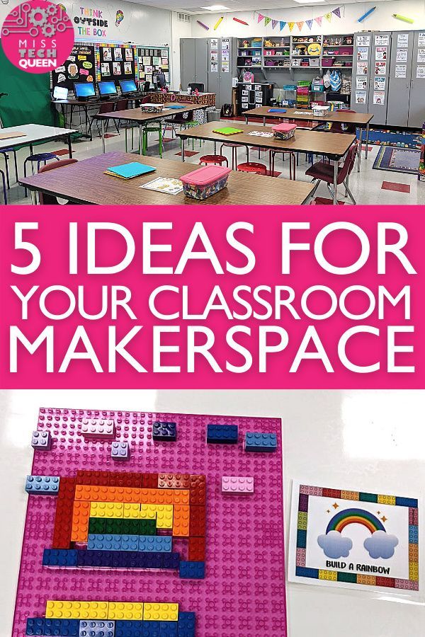 a classroom with desks, chairs and pictures on the wall that says 5 ideas for your classroom makerspace