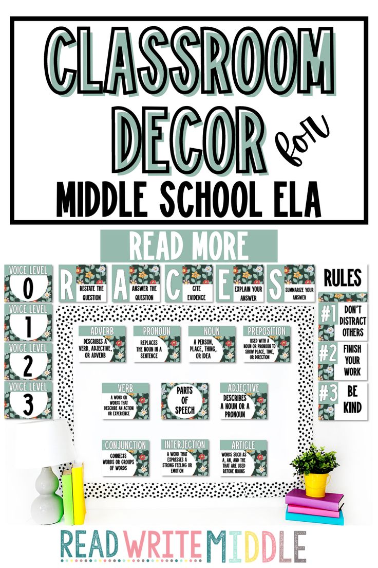 classroom decor and middle school ela printables with the text, read more