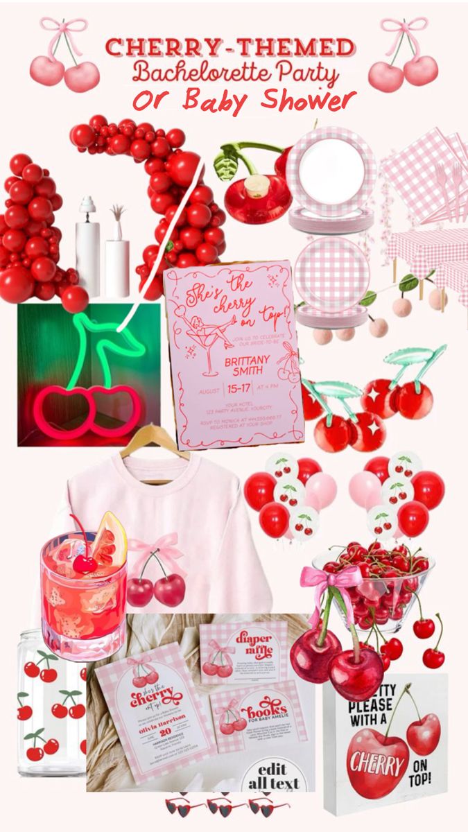 cherry themed bachelorette party for baby shower