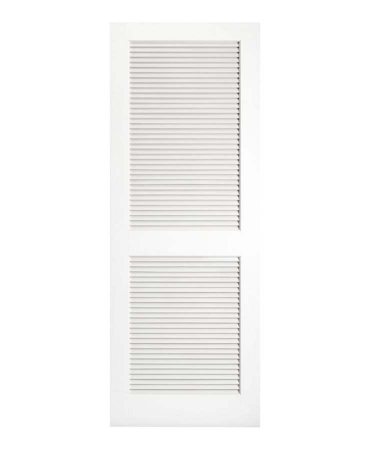 a white door with vertical slats on it