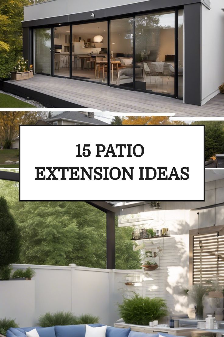 15 ideas for extending your patio with modern designs and lush landscaping Backyard Porch Extension Ideas, Small Patio Extension Ideas, Diy Patio Extension Ideas, Back Patio Extension Ideas, Patio Addition Ideas, Extended Patio Ideas Backyards, Patio Extension Ideas On A Budget, Patio Enclosure Ideas On A Budget, Diy Patio Extension