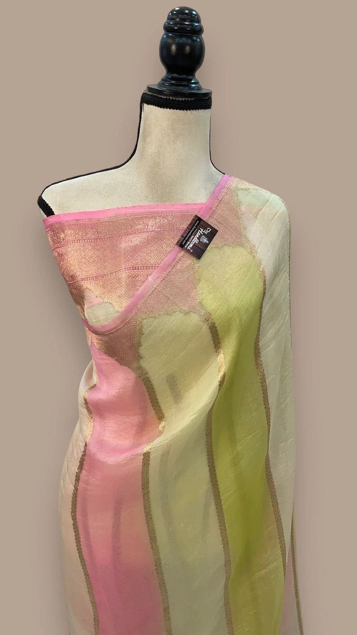 Pure Kora Handloom Banarasi Saree -Rangkat Designer Multicolor Slub Silk Dupatta, Multicolor Slub Silk Dupatta, Elegant Tissue Silk Dupatta For Summer, Elegant Summer Tissue Silk Dupatta, Designer Tissue Silk Dupatta In Traditional Drape, Designer Tissue Silk Dupatta Traditional Drape, Fusion Style Pink Dupatta For Diwali, Pink Fusion Dupatta For Diwali, Pink Fusion Style Dupatta For Diwali