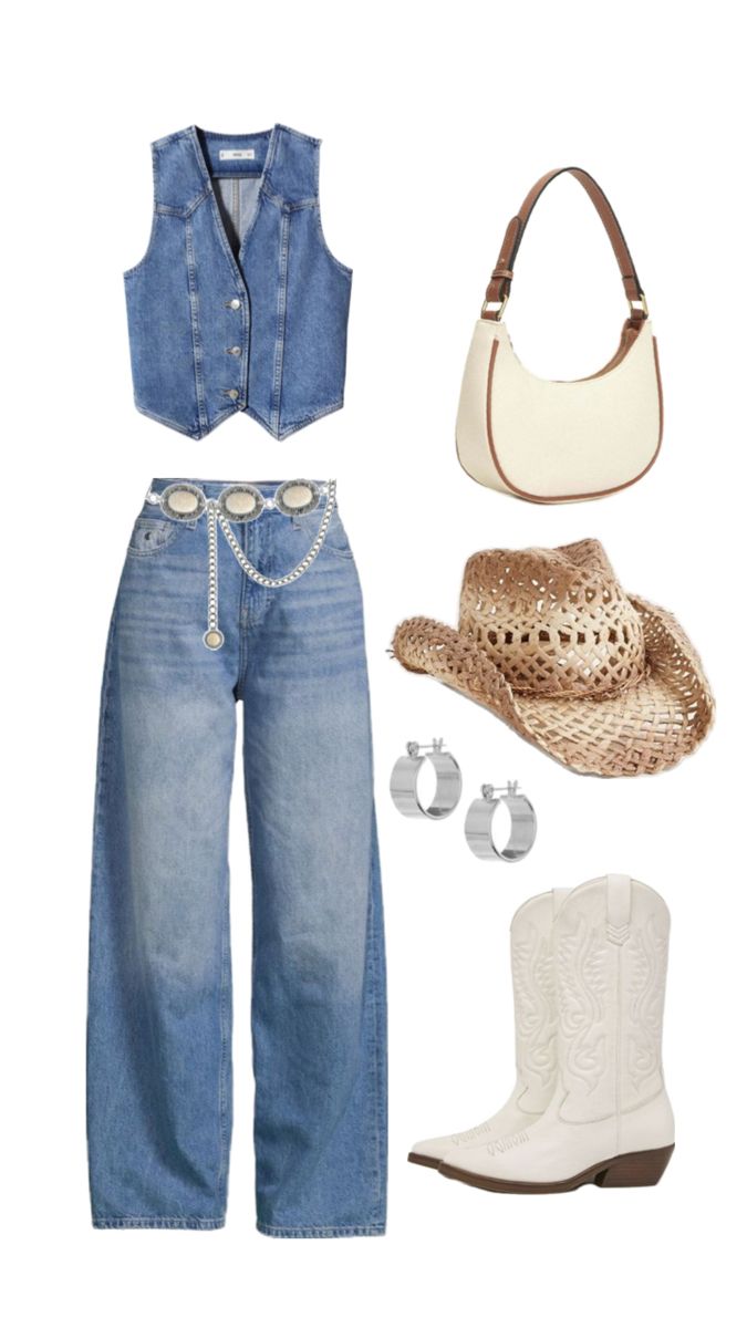 Denim Cowgirl Outfit, Western Inspired Outfits, Nashville Style Outfits, Rodeo Outfit, Boho Festival Outfit, Cowgirl Dresses, Country Style Outfits, Western Wear Outfits, Looks Country