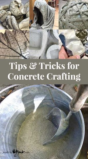 a bucket filled with cement sitting on top of a wooden table