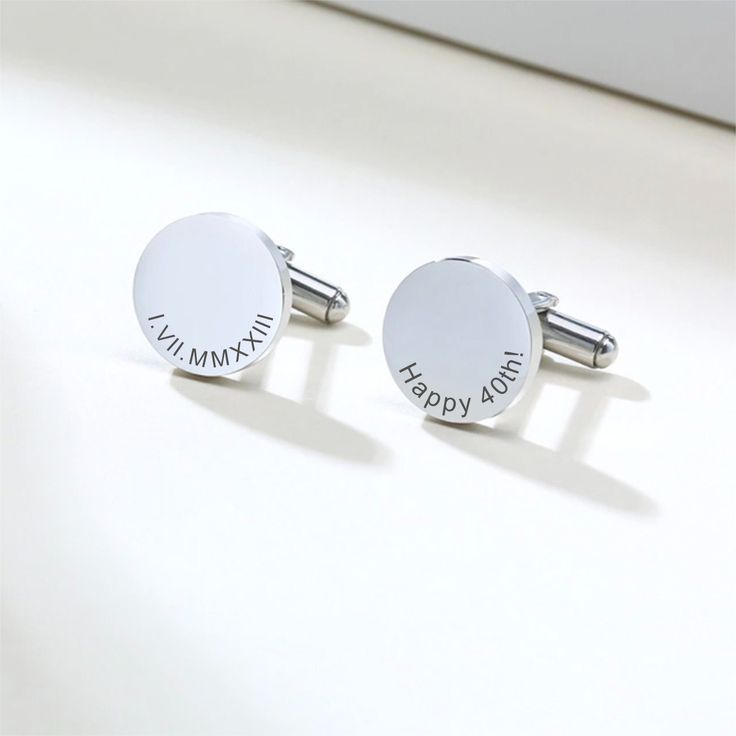 "~~ 1 PAIR OF ENGRAVED ROUND CUFFLINKS  ~~ Our round cuff links are of premium metals. They can be engraved with any name or short message. They're a perfect gift for any gentlemen in various formal occasions, such as graduation, Father's Day, anniversaries, birthdays, business events, weddings, etc. SPECIFATIONS * Package: 1 pair * Material: Stainless Steel with Silver, 18k Gold, and Black plating * Style: Round cufflink of 16mm in diameter * Anti-sensitivity, durable under temperature water * All items are nicely boxed and ready to be gifted. PERSONALISATION * Each cufflink can be engraved with different text / words. * Font Preview: https://winkieki.wixsite.com/font HOW TO ODER S T E P 1 - Select the colour and font from the dropdown menu S T E P 2 - Detail the Text you'd like to use in Round Cufflinks For Father's Day, Accessories For Graduation, Engraved Cuff, Short Message, Wedding Prices, Business Events, Silver Cufflinks, Roman Numerals, Cuff Links