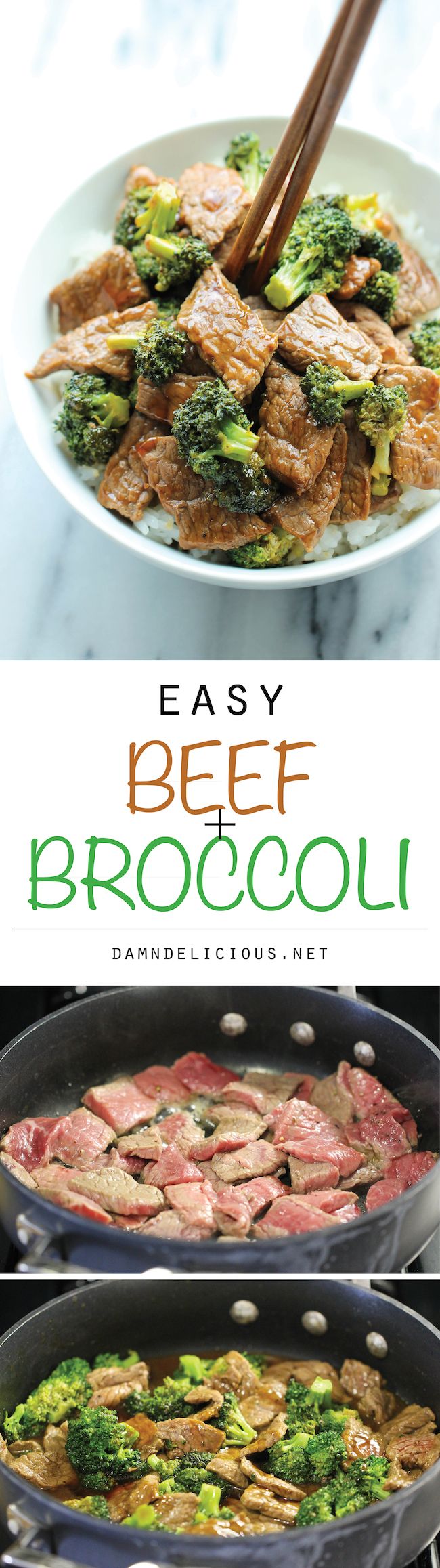 broccoli and beef are being cooked in an easy beef broccoli skillet