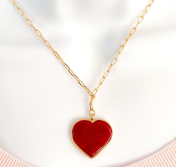 Heart necklace MATERIAL AND SIZE 18k Gold filled chain Heart size Black/Red: 2.5cm White: 2cm Length: you can choose it If you have questions about the product, feel free to reach me out. Don't forget to check out my other items in the store: Https://www.etsy.com/shop/nyahwithlove Valentine's Day Gift Chain Necklace, Heart Charm Chain Necklace With Round Pendant For Gift, Gift Chain Necklace With Heart Charm And Round Pendant, Heart Charm Mother's Day Chain Necklace, Heart Charm Chain Necklace For Valentine's Day, Heart Charm Chain Necklace Gift For Valentine's Day, Valentine's Day Heart Charm Chain Necklace With Heart Pendant, Valentine's Day Heart Pendant Chain Necklace With Heart Charm, Valentine's Day Heart Charm Chain Necklace