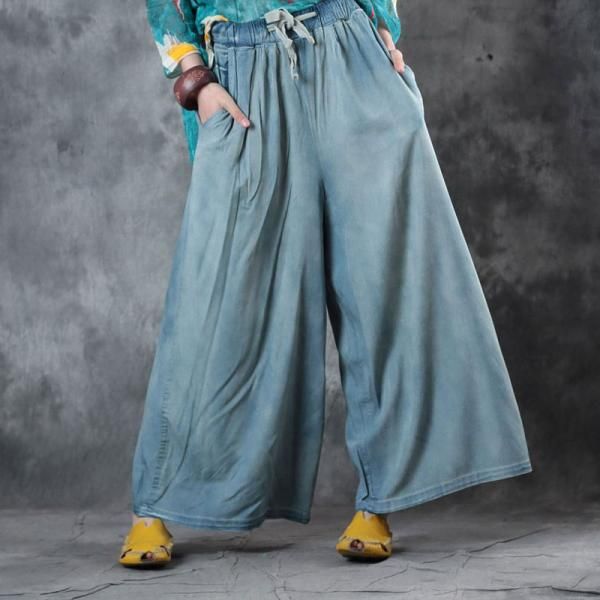 Street Style Soft Denim Pants    #streetwear #wideleg #pants #trousers #jeans #woman #fashion #style Baggy Washed Blue Pants For Spring, Spring Washed Pants With Loosely Fitted Hips, Baggy Denim Blue Bottoms For Spring, Baggy Washed Pants For Spring, Spring Full-length Harem Pants, Summer Baggy Washed Blue Pants, Spring Washed Blue Cargo Pants, Bohemian Denim Blue Bottoms For Fall, Bohemian High Waist Denim Blue Pants