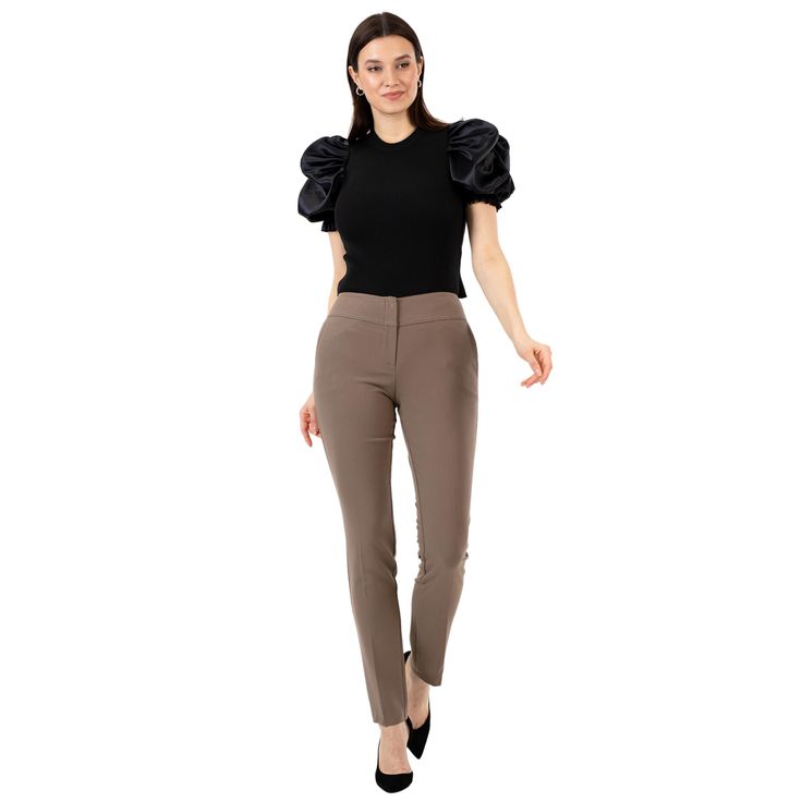 Perfect for creating office looks. Ideal for formal events Elegant sharp pants Designed with high rise and tummy control, which can contours your curves better. Women's dress pants make your wardrobe simple and chic. Our dress pants are stretchy and comfort. Designer style to feel comfortable and confident. Stretch Ankle-length Dress Pants For Semi-formal Occasions, Fitted Pants For Business Casual, Semi-formal Stretch Trousers, Elegant Career Ankle-length Pants, Elegant Ankle-length Business Work Pants, Elegant Ankle-length Work Pants For Business, Elegant Ankle-length Career Bottoms, Stretch Elastane Pants For Semi-formal Occasions, Stretch Semi-formal Ankle Pants