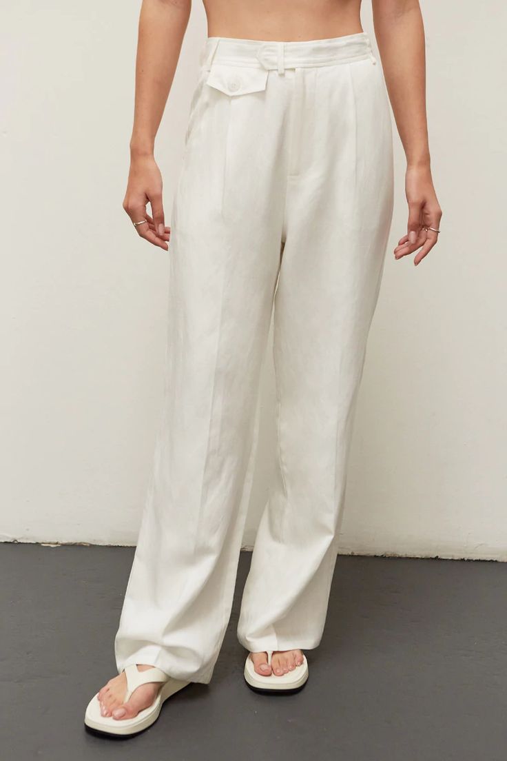 These are high-rise, wide leg trousers with single flap pocket detail at front. Made with lightweight, breezy rayon-linen blend material perfect for warmer days ahead. Pair it with the matching Jules Oversized Blazer for a clean, simple look. Wide leg silhouette Clean finished interior  Single flap pocket detail at fro Full Length Business Casual Summer Pants, Full Length Smart Casual Summer Pants, Full Length Pants For Business Casual In Summer, Summer Business Casual Full Length Pants, Spring Business Casual High-waisted Wide Leg Pants, Wide Leg Pants For Business Casual In Summer, Summer Wide Leg Pants For Business Casual, Versatile Summer Formal Wide Leg Pants, Versatile Summer Wide Leg Pants For Formal Occasions