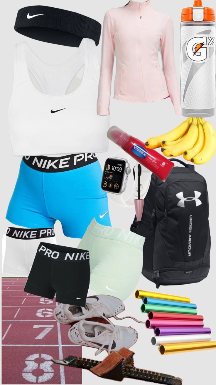 the contents of a women's sports bra and shorts