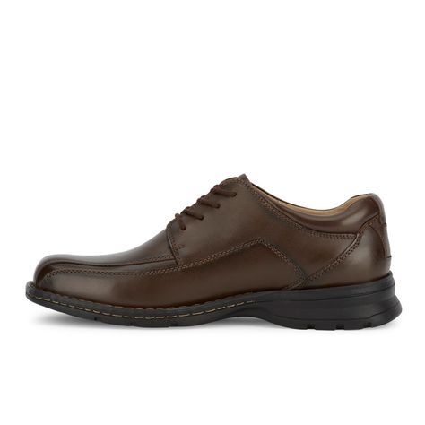 A true classic in men’s fashion, these casual dress shoes are made with genuine full grain leather uppers and complete with the traditional oxford silhouette. Inside these men’s shoes you’ll find Dockers All Motion Comfort technology designed to provide all day comfort and encourage good foot health. The cushioned footbed will keep your feet relaxed, while the durable rubber outsole adds exceptional support. Perfect for any dress occasion, these oxfords pair well with dress pants, slacks, or kha Oxford Lace-up Shoes With Moc Toe For Business Casual, Brown Moc Toe Lace-up Shoes For Business Casual, Oxford Moc Toe Dress Shoes For Business Casual, Moc Toe Oxford Dress Shoes For Business Casual, Casual Semi-formal Wingtip Leather Shoes, Semi-formal Moc Toe Oxford Lace-up Shoes, Semi-formal Oxford Lace-up Shoes With Moc Toe, Casual Moc Toe Dress Shoes For Business, Casual Business Dress Shoes With Moc Toe