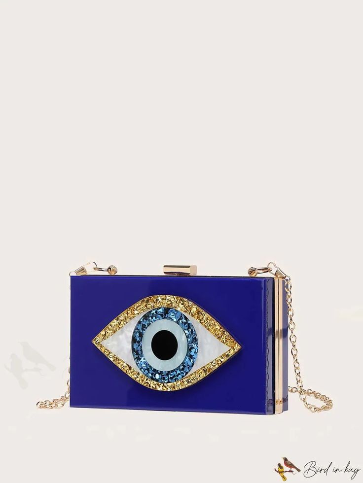 BirdinBag - Compact Eye Graphic Chain Bag Eye Graphic, Graphic Eyes, Chain Pattern, Graphic Style, Box Bag, Chain Bag, Bag Bag, Chain Bags, Royal Blue