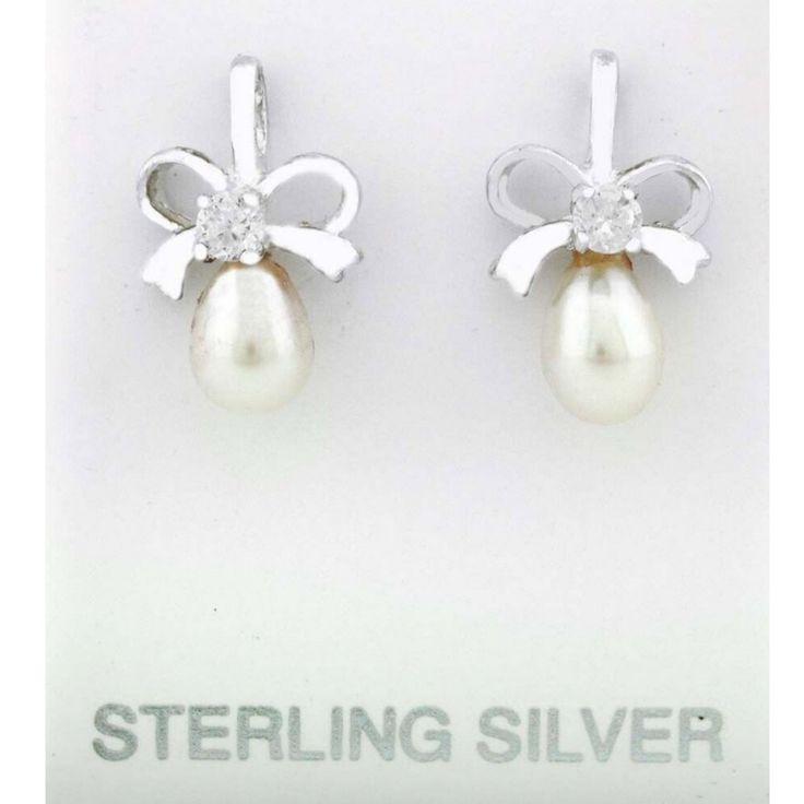 Dimensions : 7 Mm X 5 Mm - Each Pearl Measurements // 16 Mm (0.63") High X 10 Mm (0.39") Wide 2 Genuine White Sapphire Total Ct Weight : 0.40 Carats Net Weight = 2.8 Grams Push Back (Pierced) White Sterling Silver Earrings, Silver Pear-shaped Sterling Silver Pearl Earrings, White Sterling Silver Earrings Stamped 925, White Sterling Silver Earrings For Anniversary, White Sterling Silver Pearl Earrings For Anniversary, Gift White Hallmarked Pearl Earrings, White Pearl Earrings For Anniversary, Sterling Silver White Gold Pearl Earrings For Gift, Classic White Sterling Silver Pearl Earrings