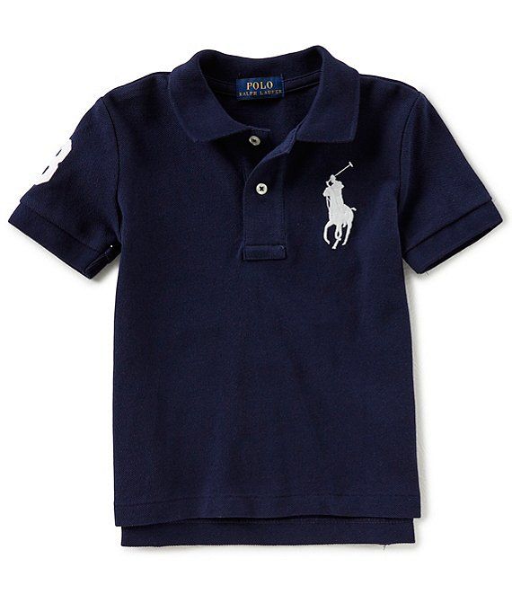 Polo Ralph Lauren Childrenswear Little Boys 2T-7 Oversized Logo Classic Mesh Polo Shirt | Dillard's Navy Short Sleeve Polo Shirt With Ribbed Collar, Blue Tops With Ribbed Collar, Navy Short Sleeve Polo Sweater With Ribbed Collar, Classic Navy Polo Shirt With Ribbed Collar, Classic Polo Collar T-shirt With Button Closure, Classic Polo Collar T-shirt With Button-up, Blue Collared Polo Shirt With Placket, Blue Collared T-shirt With Ribbed Collar, Navy Cotton Polo Shirt With Short Sleeves