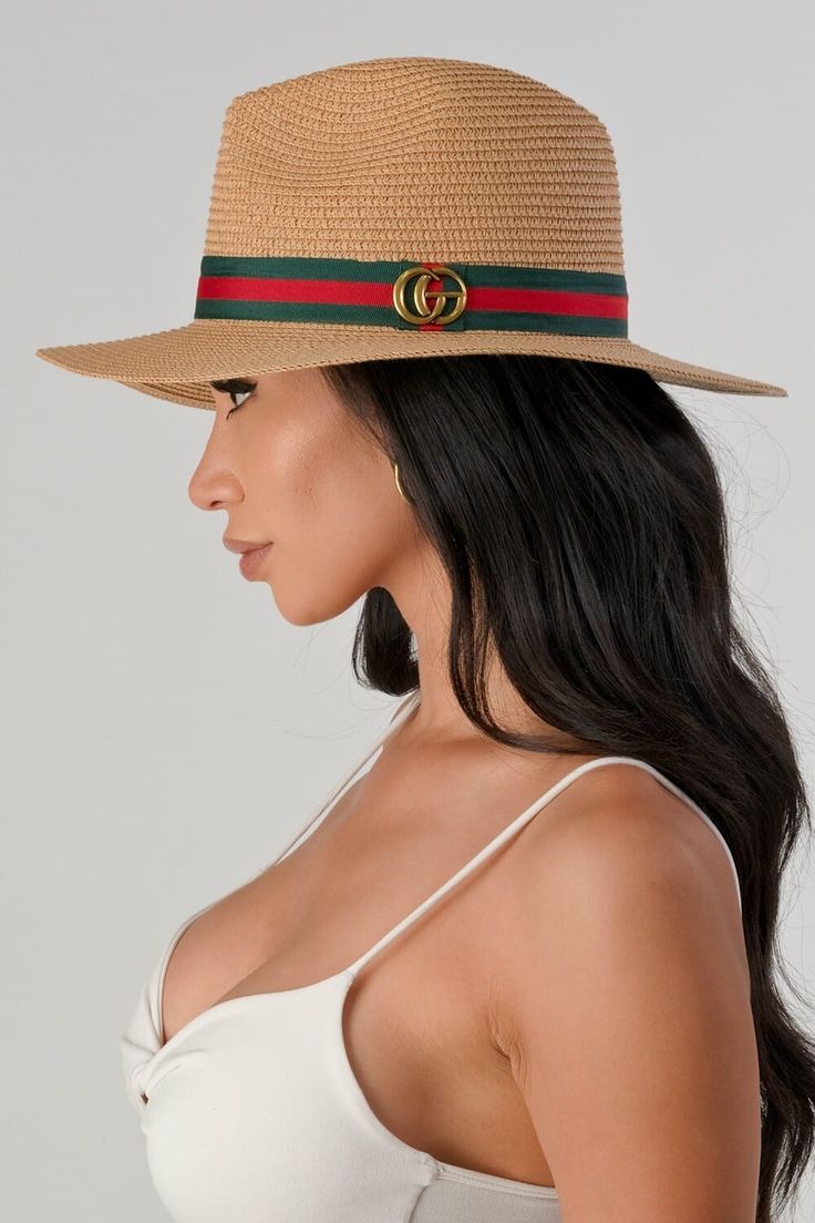 The perfect Summer hat to complete all your outfits! Whether worn during the day or at the beach! Brim Diameter Approx. 3.5” Adjustable Inner Tie Gold Bee Charm or GG Charm Red and Green Ribbon Trim*Also Available in Beige Shade Trendy Curved Brim Hats For Beach, Trendy Curved Brim Beach Hat, Trendy Curved Brim Hats For The Beach, Trendy Sun Hat With Flat Brim, Trendy Beach Hats One Size Fits Most, Trendy Beach Hat One Size Fits Most, Trendy Flat Brim Sun Hat, Trendy Beach Bucket Hat With Short Brim, Trendy Short Brim Bucket Hat For Beach