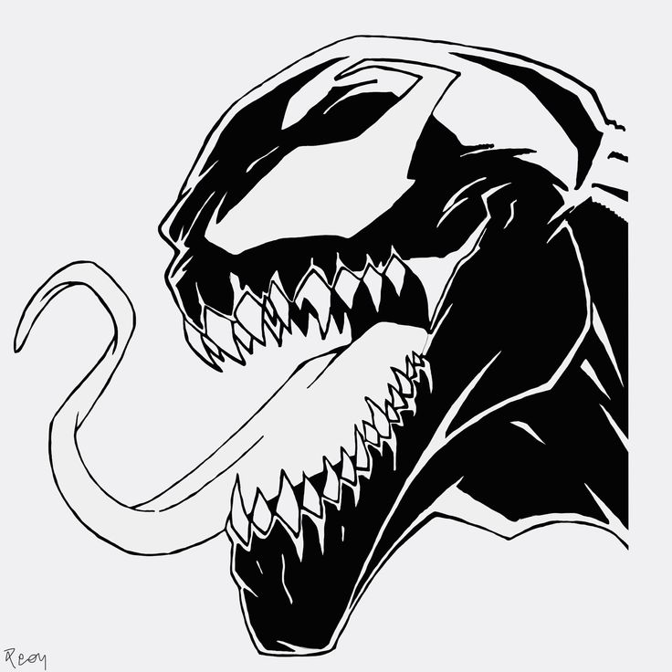 a black and white drawing of a dinosaur's head with sharp fangs on it