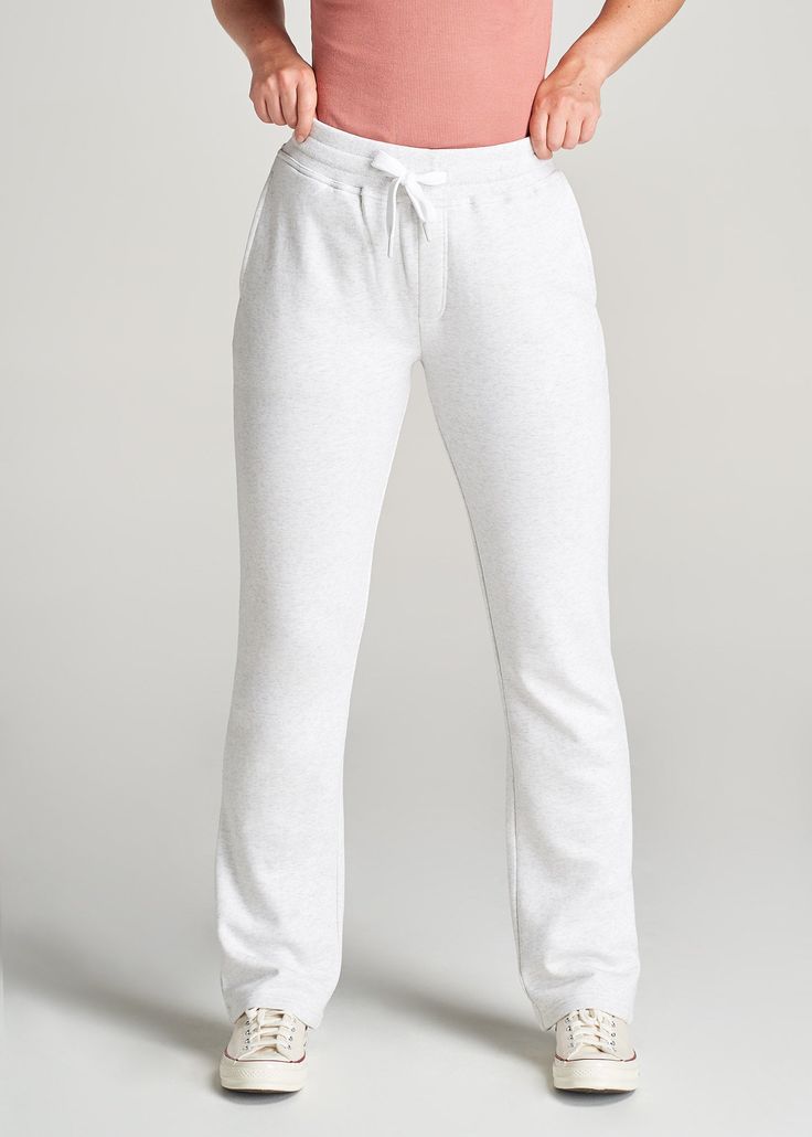 American Tall Wearever Open-Bottom Sweatpants. With a flattering fit, open bottom and fleece fabric, you'll love these women's tall length sweatpants. Relaxed Fit Full Length Sweatpants For Workout, Relaxed Fit Workout Sweatpants, Moisture-wicking Full-length Sweatpants For Loungewear, Moisture-wicking Loungewear Pants, Comfortable Full-length Sweatpants For Jogging, Comfortable Full-length Sweatpants For Gym, Comfortable Full Length Sweatpants For Gym, Comfortable Full-length Gym Sweatpants, Comfortable Full-length White Pants