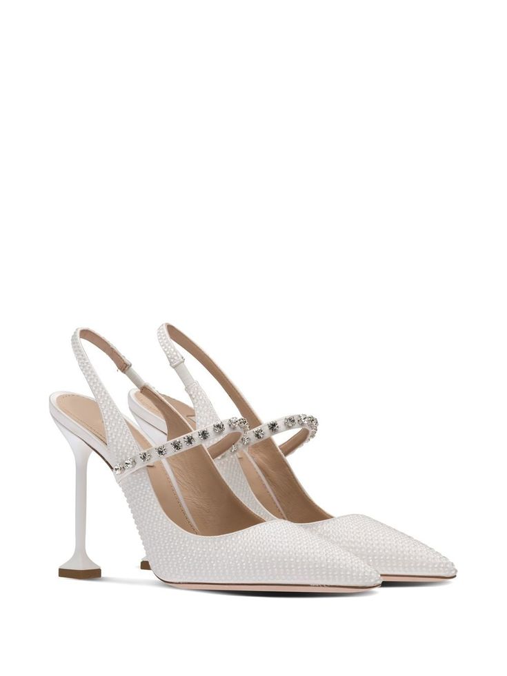 Miu Miu Satin sling-back 105mm Pumps - Farfetch Miu Miu Wedding Shoes, Elegant Miu Miu Slingback Pumps With Pointed Toe, Miu Miu Ankle Strap Slingback Pumps For Evening, Miu Miu Leather Slingback Pumps For Evening, Elegant Miu Miu Ankle Strap Slingback Pumps, Chic Miu Miu Slingback Pumps With Heel Strap, Elegant Miu Miu Leather Slingback Pumps, Miu Miu Slingback Heels With Heel Strap, Miu Miu Slingback Heels For Formal Occasions