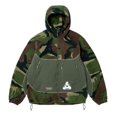 Palace Polartec 3M Hooded Jacket 'Woodland Camo' P25JK069 Functional Fall Windbreaker For Hunting, Functional Fall Hunting Windbreaker, Camouflage Hooded Jacket With Adjustable Hood For Streetwear, Camouflage Outerwear For Outdoor Work In Fall, Urban Camouflage Hooded Outerwear, Long Sleeve Outerwear With Drawstring Hood For Outdoor Work, Fall Camouflage Techwear Outerwear, Winter Camouflage Techwear Outerwear, Camouflage Winter Outerwear For Outdoor Work