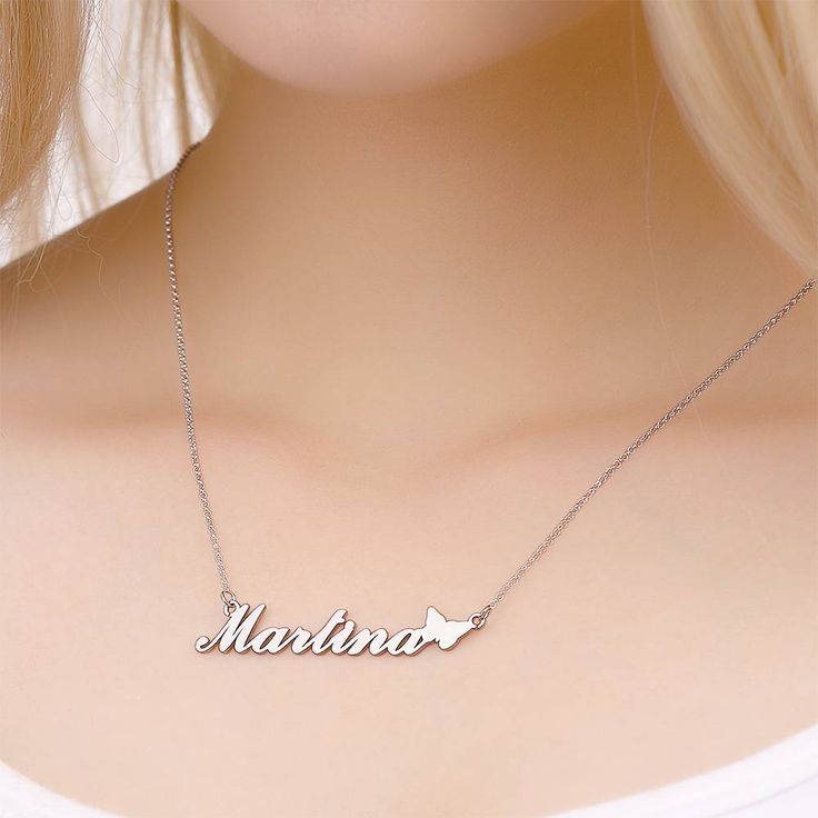 Name necklaces are a must for every fashionable woman. They have a fun and personalized feel to them. In addition, Name Necklace are versatile enough for everyday wear. Slip them on alone or layer them up for a bolder look. Depending on which style you get, you can customize one name, or two names. There are personalized infinity necklaces, retro nameplate necklaces, and modern bar necklaces. In addition to getting your own name, other options would be to get the name of a boyfriend, BFF, pet, p