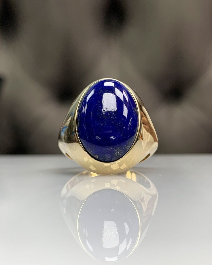 Welcome to Mastika Jewelry! If you would like to get timeless pieces with high quality, you are in the best place.. This stylish oval shape lapis lazuli signet ring can be the best gift for yourself or for the loved ones; husband, boyfriend, son or friend!  And can be an elegant choice for special days. Just wear it and feel the high-quality craftsmanship!   And here is the all details : ◎ Ring Details ◎ ○ Gemstone Details .Natural LAPIS LAZULI Cut : Special Oval Cut Size / Weight : approx. 17.5 Classic Oval Sapphire Signet Ring, Classic Sapphire Oval Signet Ring, Blue Oval Signet Ring For Formal Occasions, Elegant Blue Oval Cabochon Signet Ring, Classic Blue Oval Cabochon Signet Ring, Blue Oval Cabochon Signet Ring With Polished Finish, Blue Cabochon Signet Ring For Anniversary, Classic Blue Oval Cabochon Rings, Classic Blue Sapphire Ring With Oval Cabochon