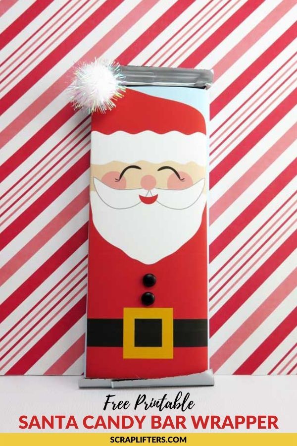 a santa candy bar wrapper is shown with the text free printable on it