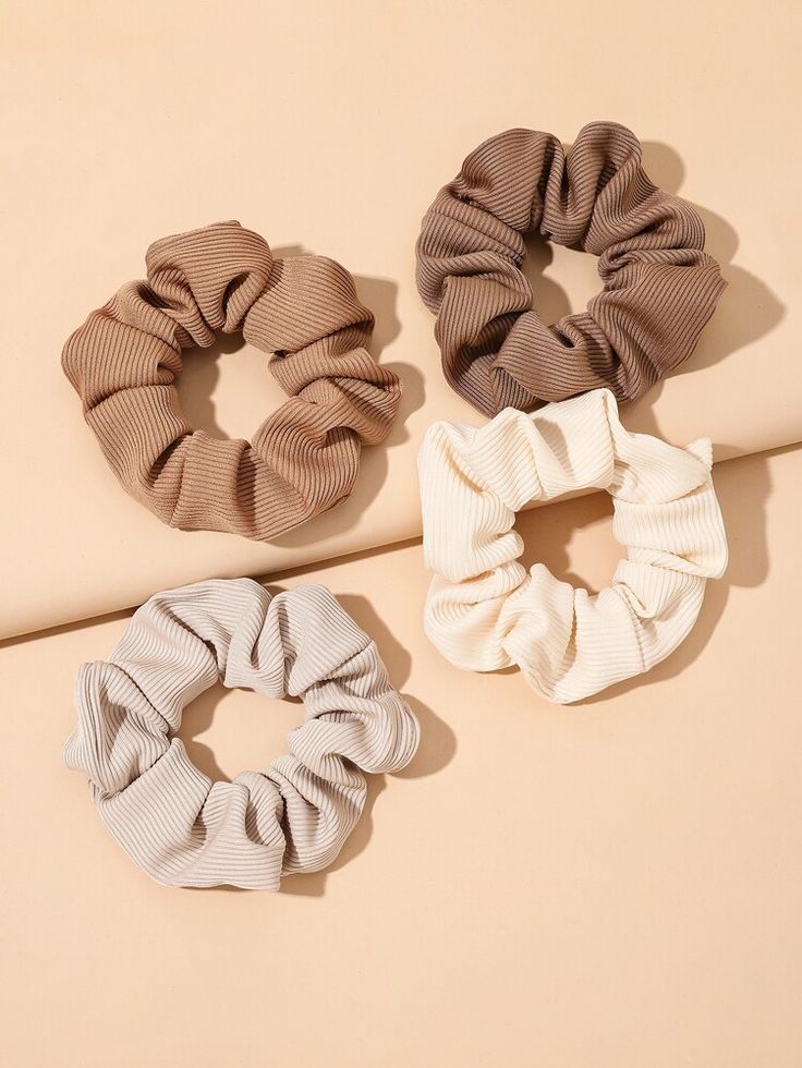 Free Returns ✓ Free Shipping On Orders $49+ ✓. 4pcs Solid Pleated Scrunchie- Hair Ties at SHEIN. Jewellery Storage Display, Hair Tie Accessories, Solid And Striped, Kawaii Jewelry, School Accessories, Girly Accessories, Elastic Hair Bands, Boho Hairstyles, Creative Jewelry