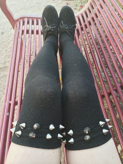 Studded Leggings, Knee Highs, Long Socks, Knee Socks, Grunge Style, Glam Rock, Pastel Goth, Dream Clothes, Goth Fashion