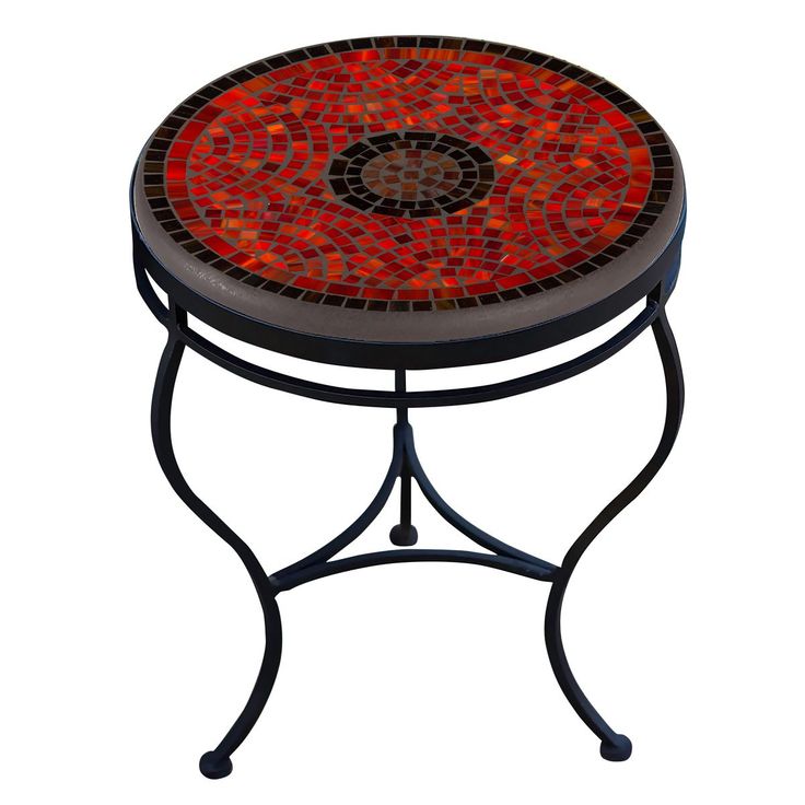 Ruby Glass Mosaic Side Table-Iron Accents Mosaic Side Table, Grout Sealer, Mosaic Furniture, Iron Accents, Mosaic Table, Aluminum Table, Mosaic Designs, Glass Mosaic, Yard Ideas