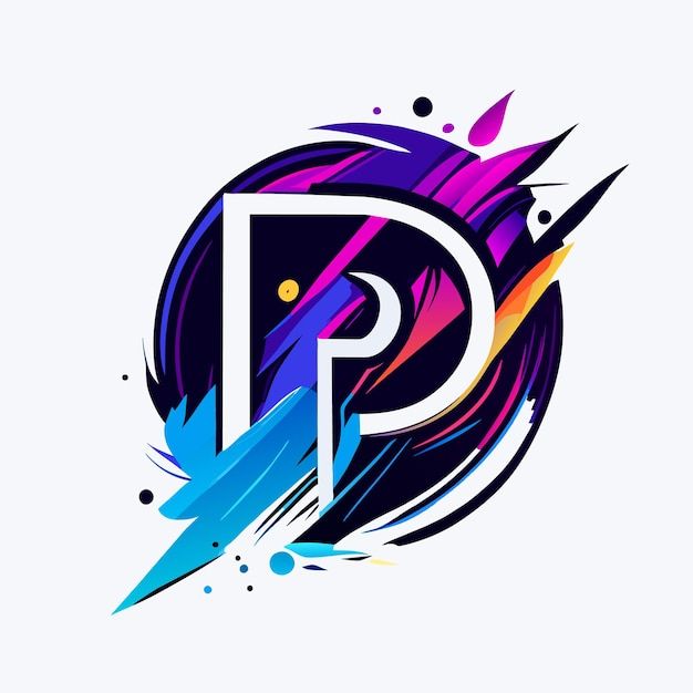 the letter p is painted with colorful paint