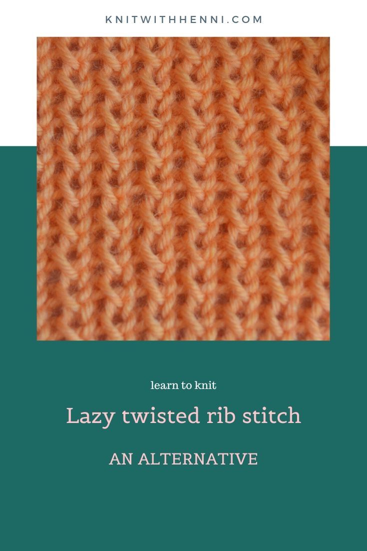 the knitting pattern for lazy twisted rib stitchs is shown in orange and green colors